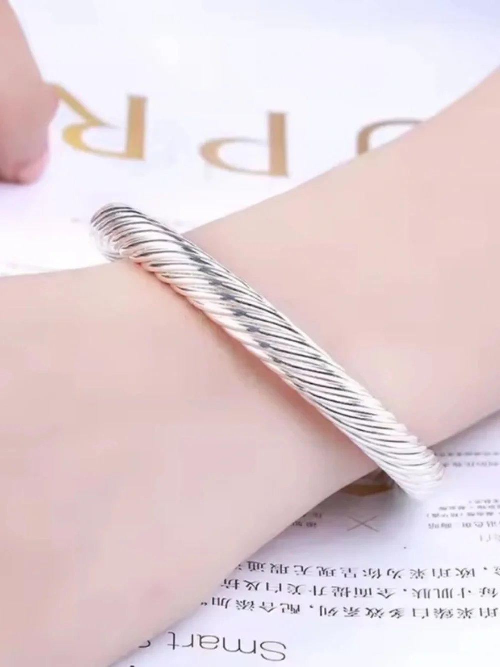 Anthropologie Silver Twisted Cable Cuff Bracelet